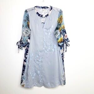 ANTHROPOLOGIE Tiny mixed fabric patterns embroidered BoHo dress